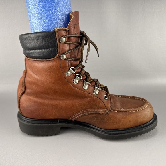 Vintage Red Wing Boots 404 Style Mens 7 D Brown Leather Moc Toe Workwear Combat - Picture 8 of 13
